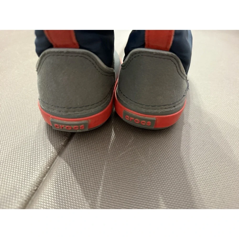 Crocs Lodge Point Children kids 7 C7 Navy Blue‎ Orange Snow Boot 204660